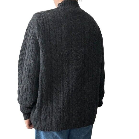 Brooks Brothers Mens Gray Merino Wool Cashmere Cable Knit Fisherman Sweater XL - Picture 7 of 8